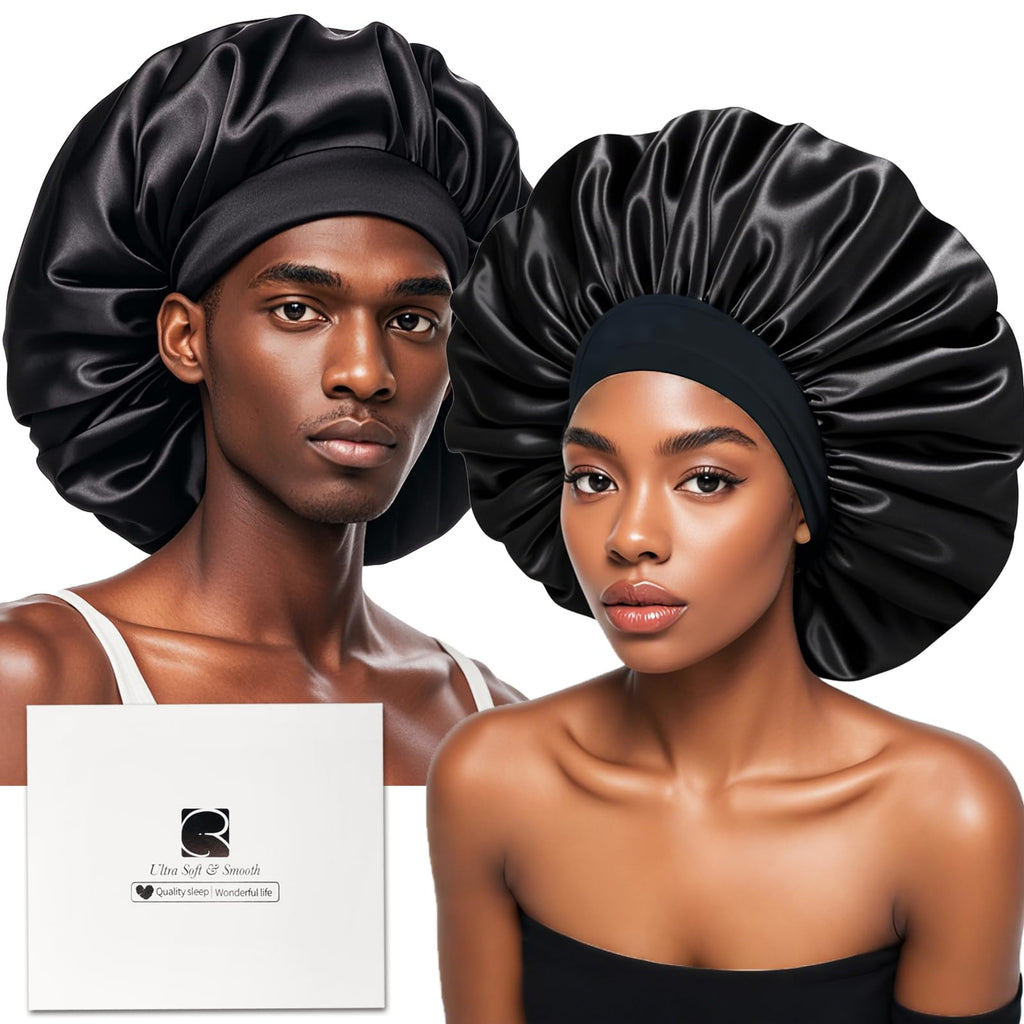 SilkSense Double-Layer Satin Bonnet Set